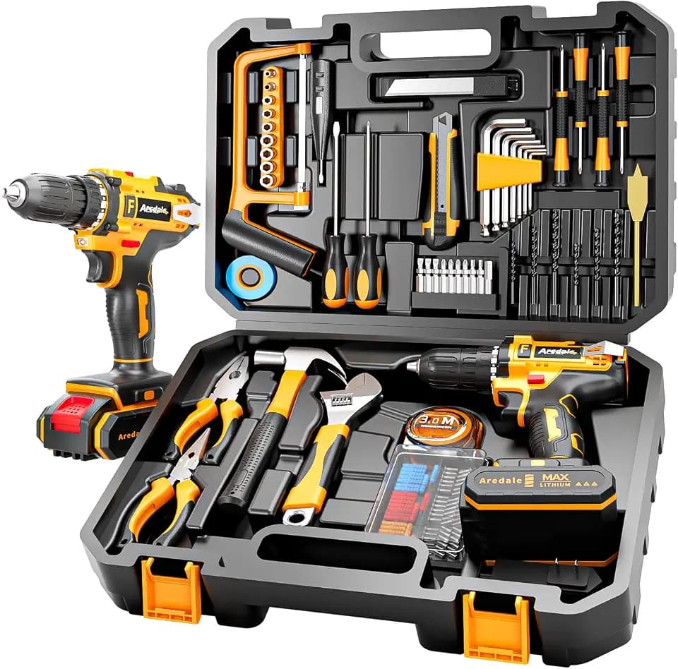 117-Piece Tool Kit with 20V Cordless Drill Mechanic Tool Set for Home & Auto Repair Toolbox Storage Case Perfect for Men, DIYers, Handymen