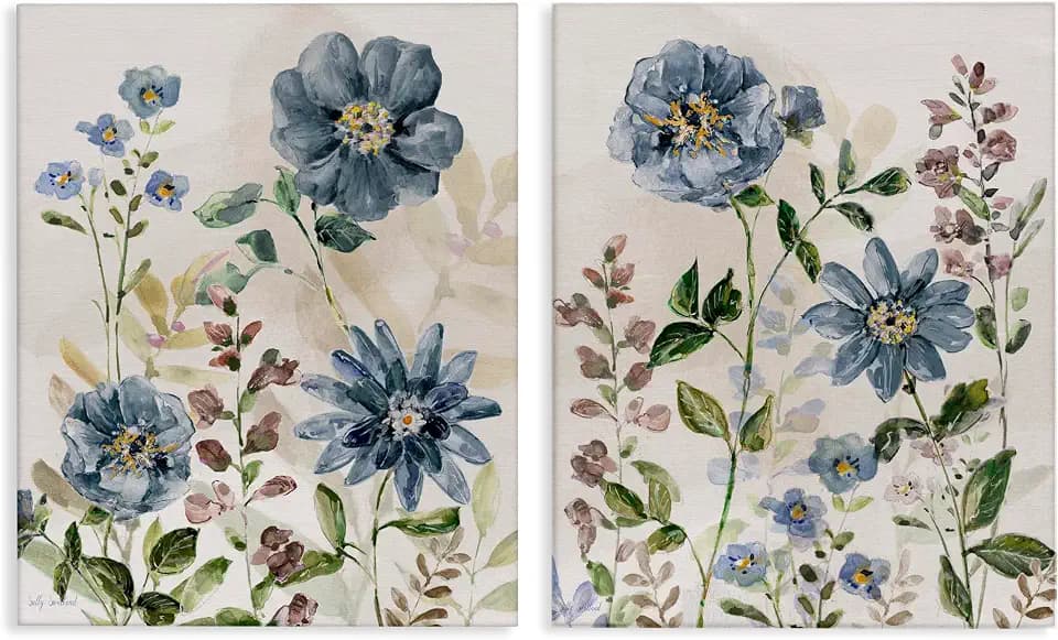 Stupell Industries 'Blushing Blue Flowers'| 2pc Canvas Art Set 2