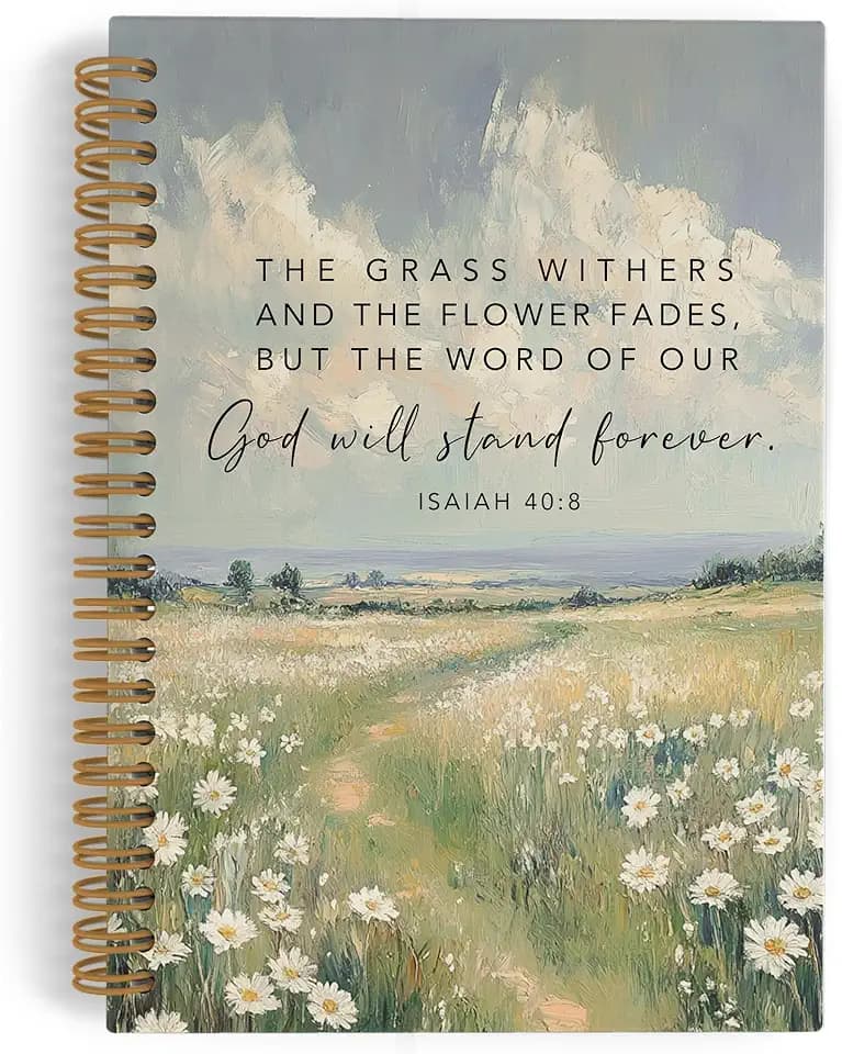 QLMX Christian Isaiah 40:8 Spiral Notebook, Inspirational Bible Journal Notebook, Religious Faith Notebooks for School Work, Prayer Office Supplies Gifts for Women, 5.5x8.3 Inch