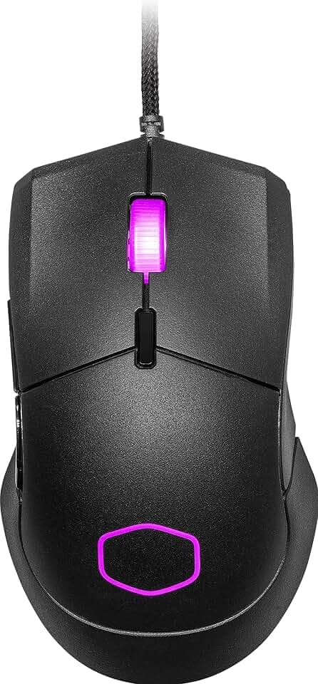Cooler Master MM310 RGB Ultraleichte 50g Gaming-Maus mit Kabel – NVIDIA Reflex, optischer Sensor PAW3327 (12.000 DPI), 5 programmierbare Tasten, glatt gleitende PTFE-Füße, MasterPlus+ (PC) – Schwarz