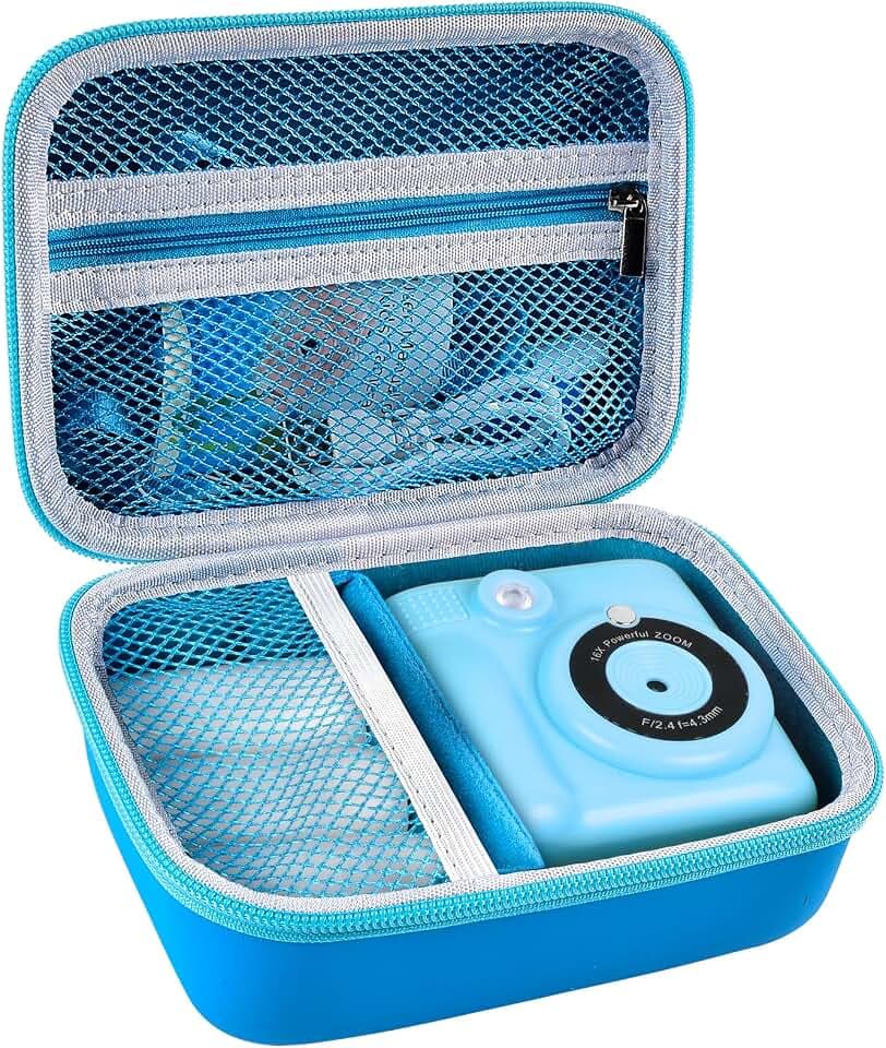 Kinder Kamera Tasche Kompatibel mit GREENKINDER/ for Uleway/ for Gofunly/ for NUOTUN Digital Kamera. Sofortbildkamera Aufbewahrungsbox für Kabel, Speicherkarte und Zubehör (nur Tasche) (Blau)
