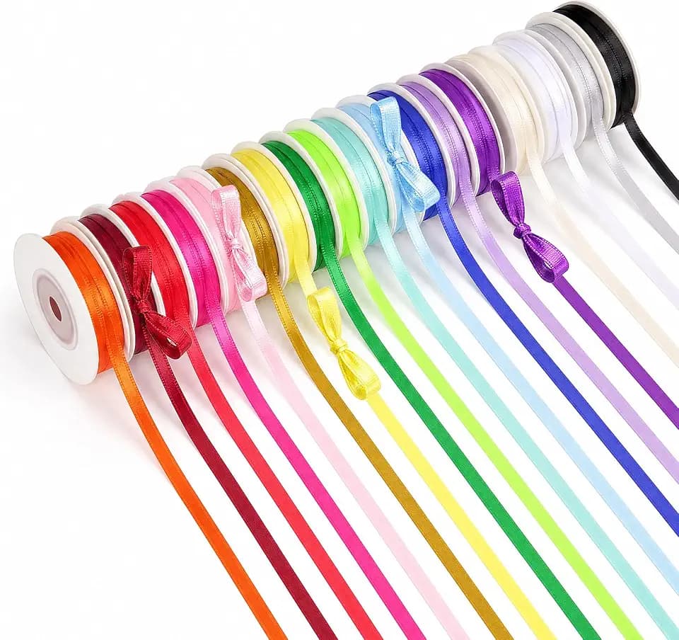 393Yards Rainbow Ribbon Pack, Double Face Satin Ribbon for Gift Wrapping