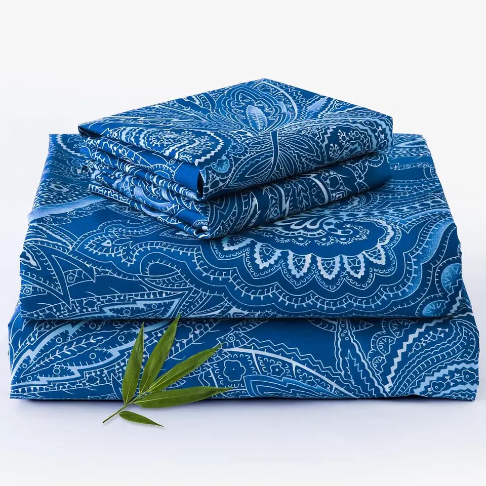 MEISHANG Floral Sheets Queen,Cooling Rayon Sheets,18-24" Extra Deep Pocket