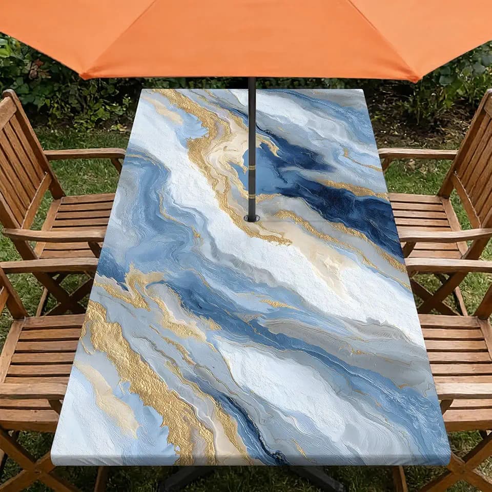 Outdoor Tablecloth with Umbrella Hole and Zipper 60" x 30"
