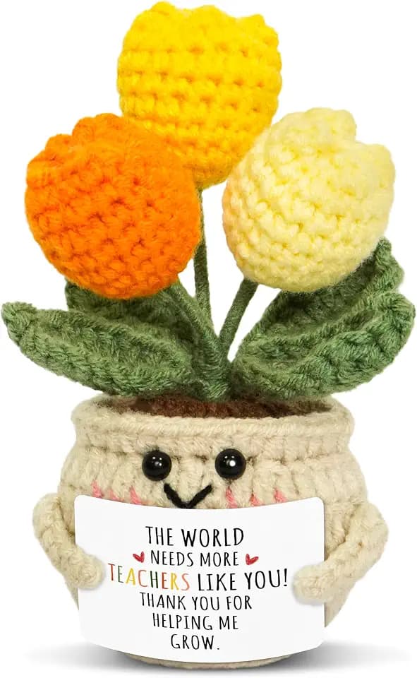 OASSIE Teacher Gifts for Women Men - Positive Crochet Tulip, Back to School