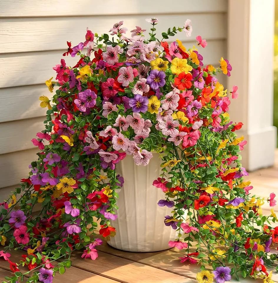 Artificial Daisy Fake Flowers Plants for Outdoor, 4 PCS