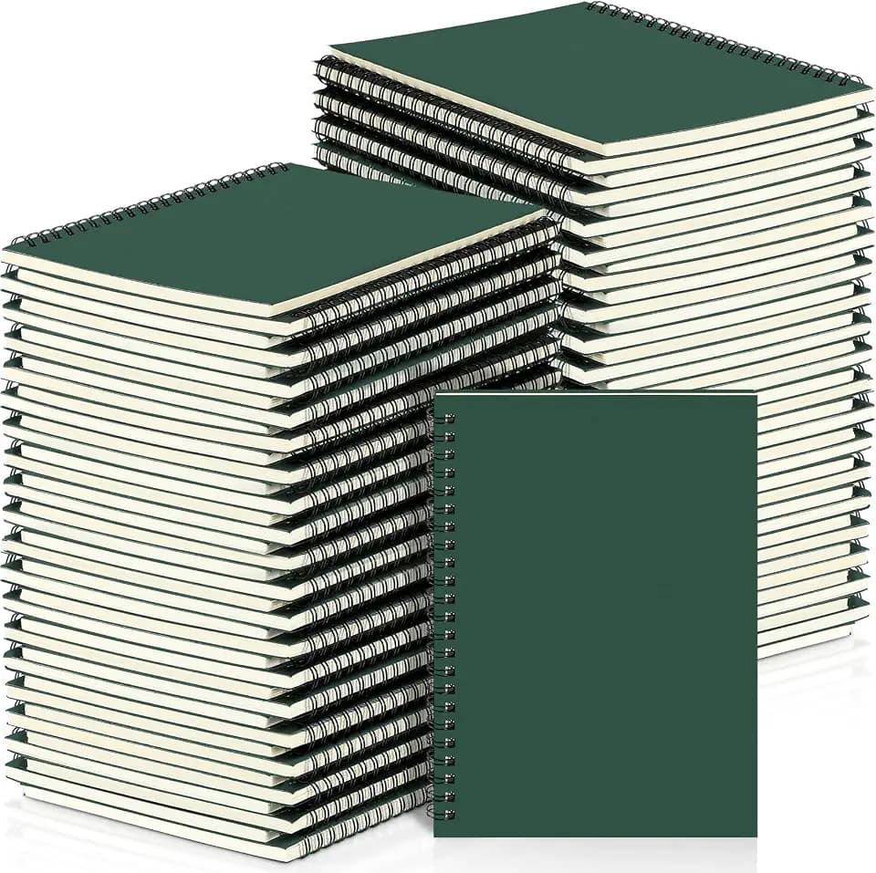 Yahenda 54 Pcs Spiral Notebooks, 1 Subject, Wide Ruled, Deep Green