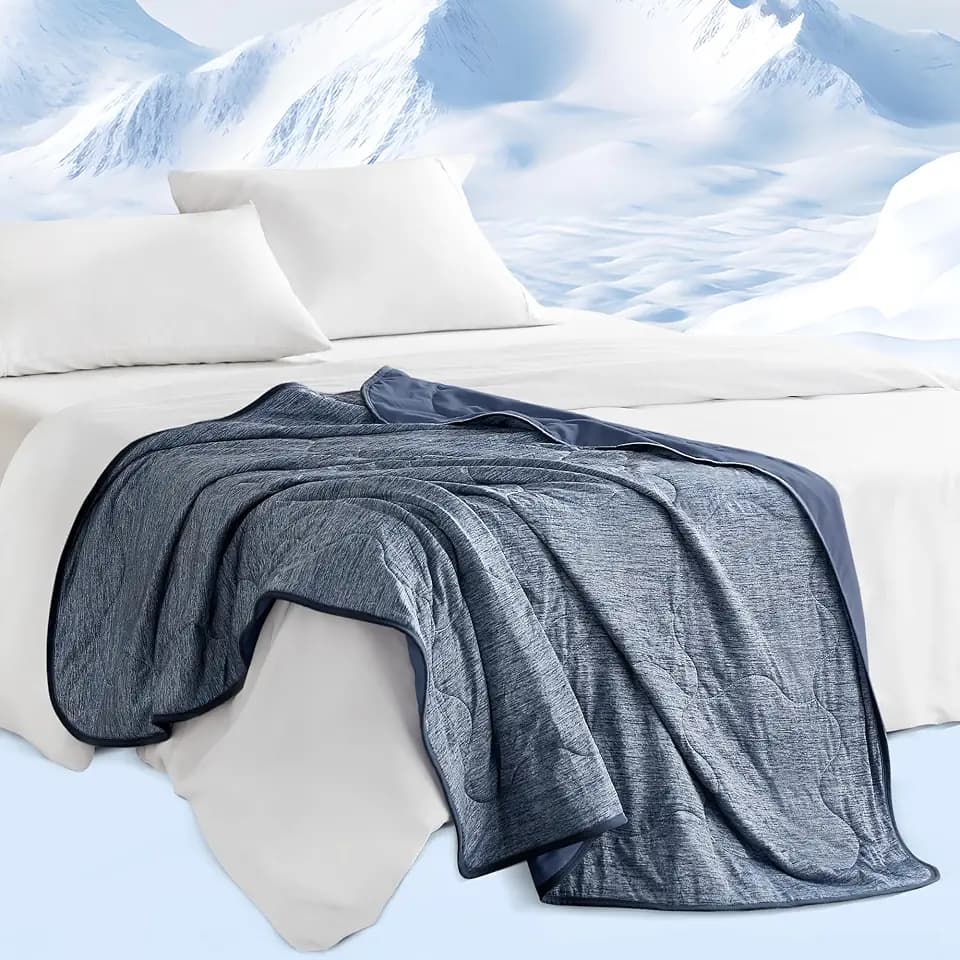 Sharper Image Cooling Touch Down Alternative Throw Blanket, 50 x 60, Navy