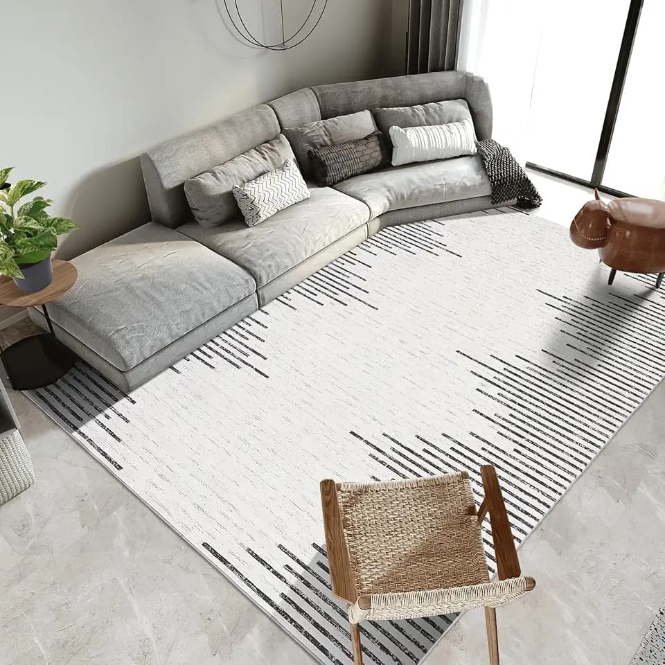 Washable Rug 4x6 Rug Entryway Rug Soft Indoor Non Slip Rug Low Pile Non-Shedding Living Room Rug Contemporary Abstract Farmhouse Rug Rustic Throw Carpet for Nursery Dining Room Office Cream