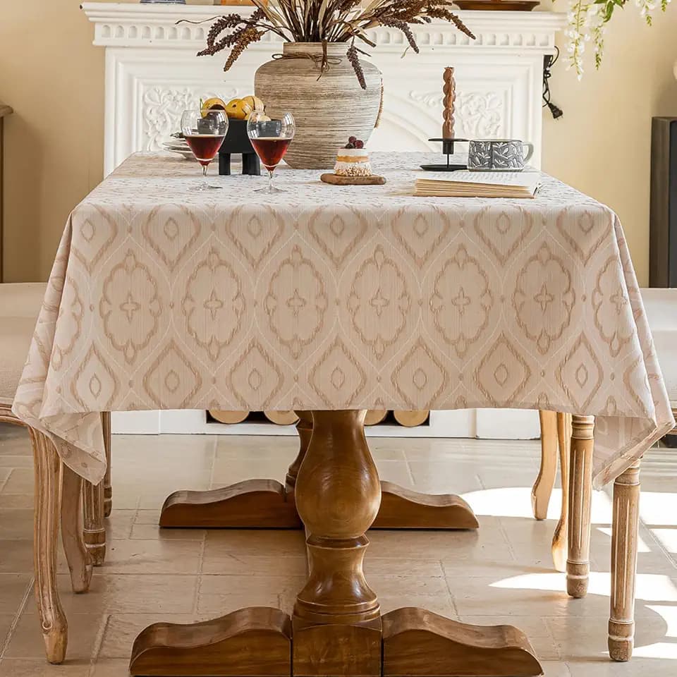 AIRCOWRIE Cotton Linen Tablecloth for Rectangle Tables 78x54 Inch
