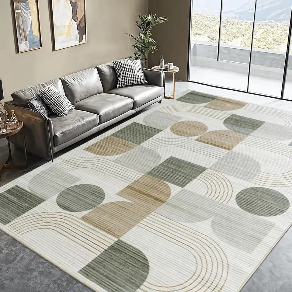 Soft Modern Geometric Abstract Large Machine Washable 4x6 Area Rug