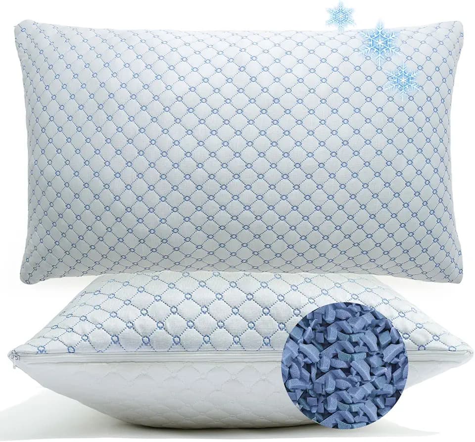 Cooling Adjustable Standard Pillows 2 Pack for Side Back Sleepers