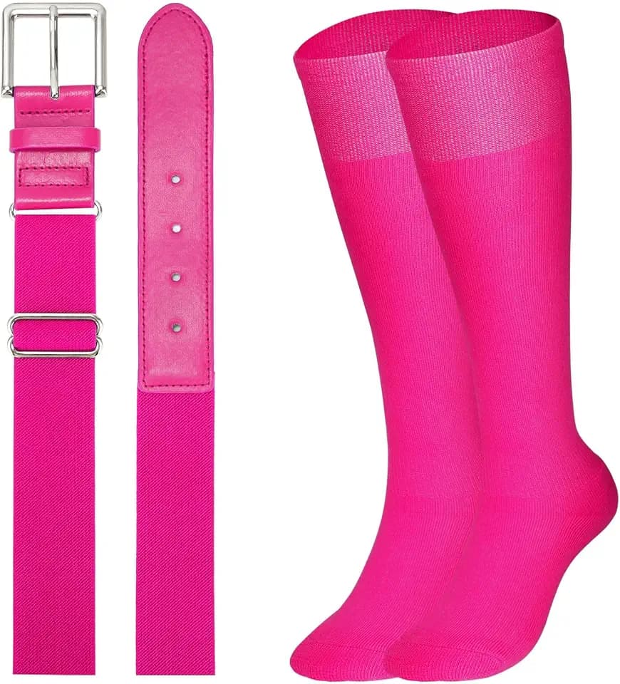 XZQTIVE Baseball Softball Socks and Baseball Softball Belt Combo Set Knee-High Soccer Socks for Kids Youth Adult