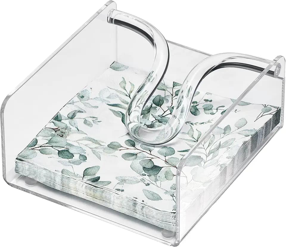 Clear Acrylic Square Cocktail Napkin Holder, Unbreakable Dispenser for Table