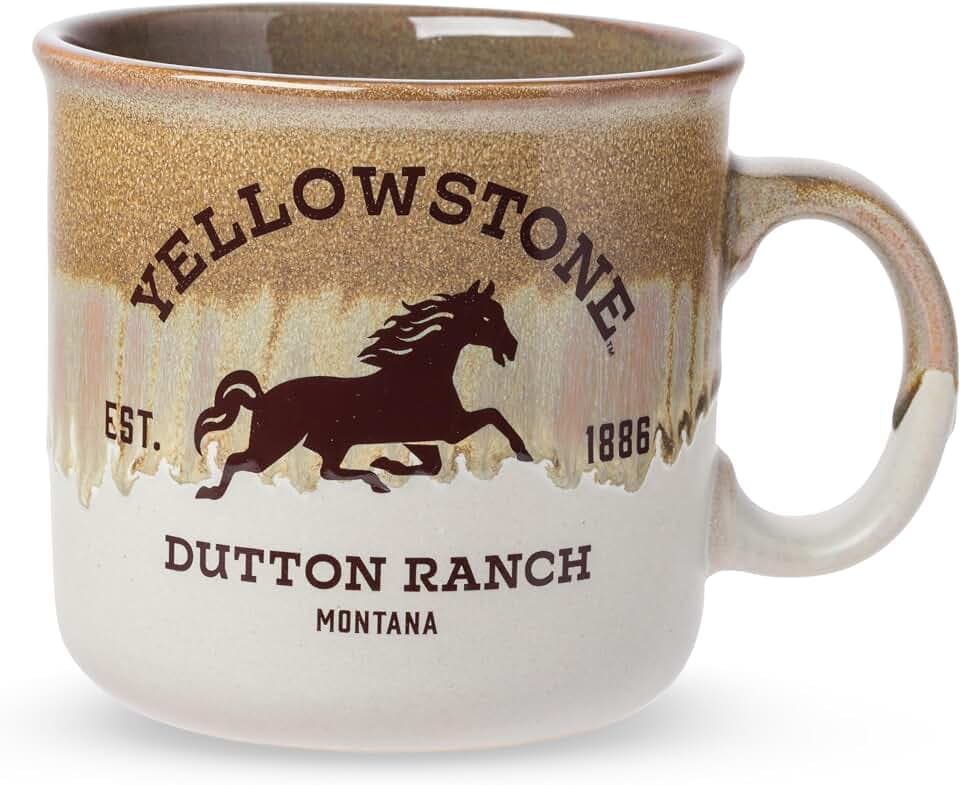 Silver Buffalo Yellowstone Dutton Ranch, Reactive Glaze Camper Mug, 20oz