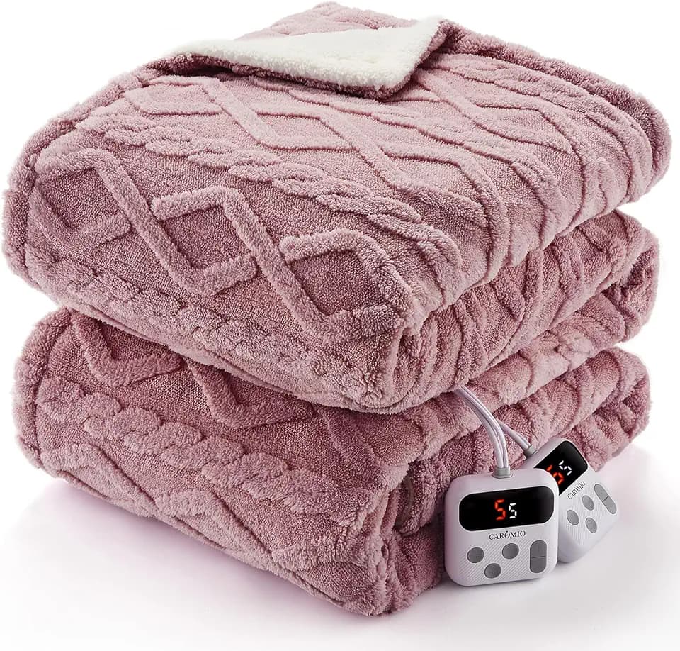 CAROMIO Electric Blanket Queen Size Dual Control, Heated Blanket Queen