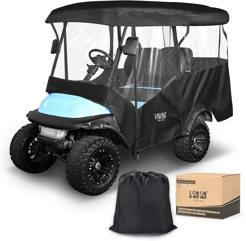 10L0L 4 Passenger Golf Cart Enclosure, 86" Roof Fit, Waterproof 600D