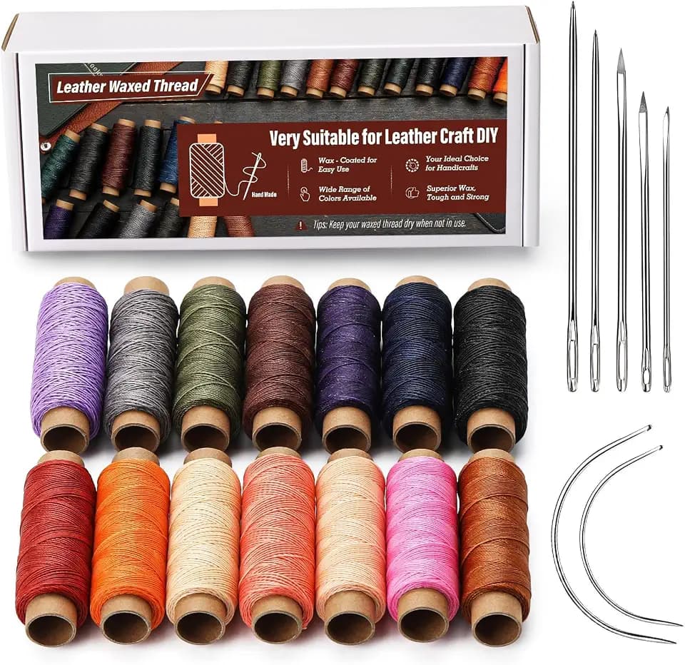 Waxed Thread 0.55mm 14pcs 76 Yard Leather Thread for Hand Sewing