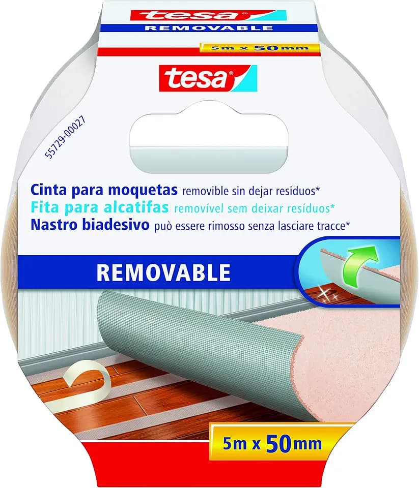 tesa 55729–00021–00 abnehmbarer biadhesive Tape, 5 m: 50 mm
