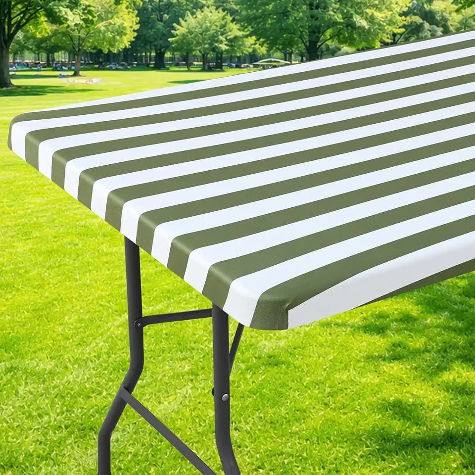 Moosfor Printed Spandex 6FT Table Cloth, Elastic Fitted Tablecloth