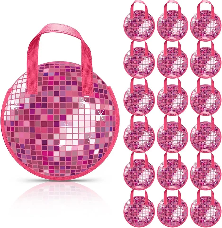 Aliceset 18 Pcs Disco Ball Party Gift Bags, Pink