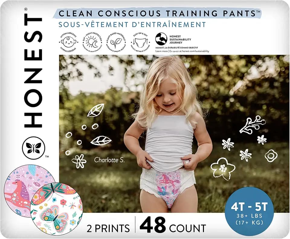 The Honest Company Training Pants, Butterfly Kisses, Size 4T/5T, 48 Count