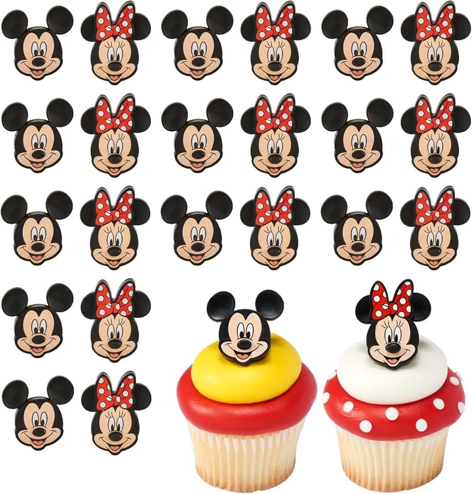 Mickey Mouse and Minnie Mouse Cupcake Decoration Toppers 24 Pack Cake Rings