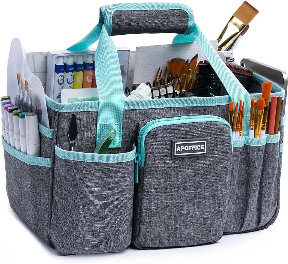 APOFFICE Art Supply Organizer Tote Bag, Craft Caddy Utility Storage Tote