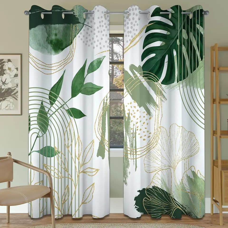 Sage Green Blackout Curtains, Boho Drapes 84 inches Length, 2 Panels
