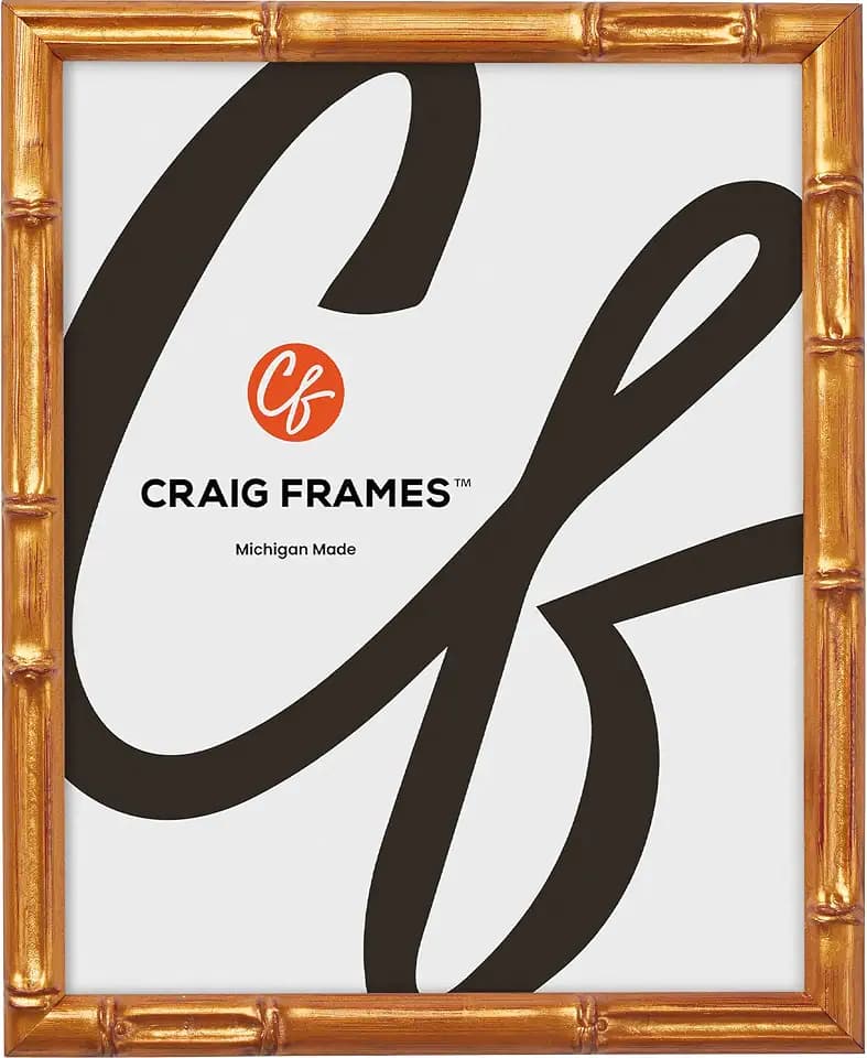 Craig Frames 6x8 Faux Bamboo Vintage Gold Picture Frame, Wall Decor and Art