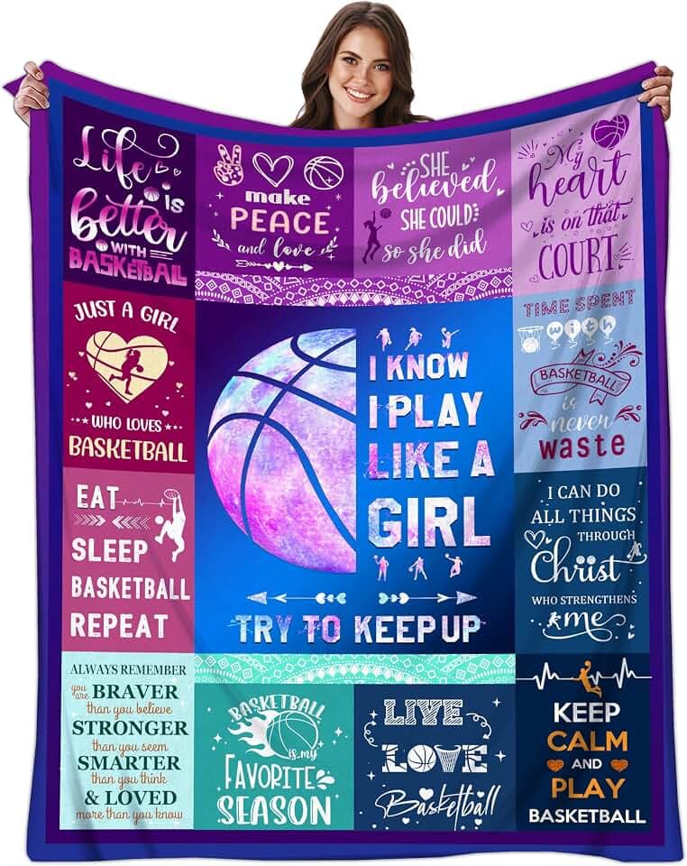 Basketball Gifts Blanket for Girls Women Ultra Soft Flannel Basketball Throw Blanket Merch Sport Gifts for Team Lovers Stuff 50"x40"