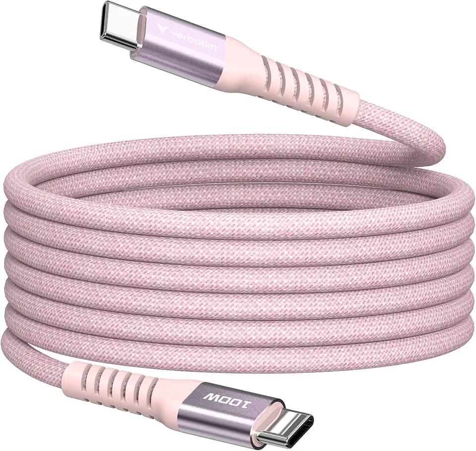 Verbatim 100W USB-C auf USB-C Kabel Schnellladen Magnet PD 3.0 120cm Rosa