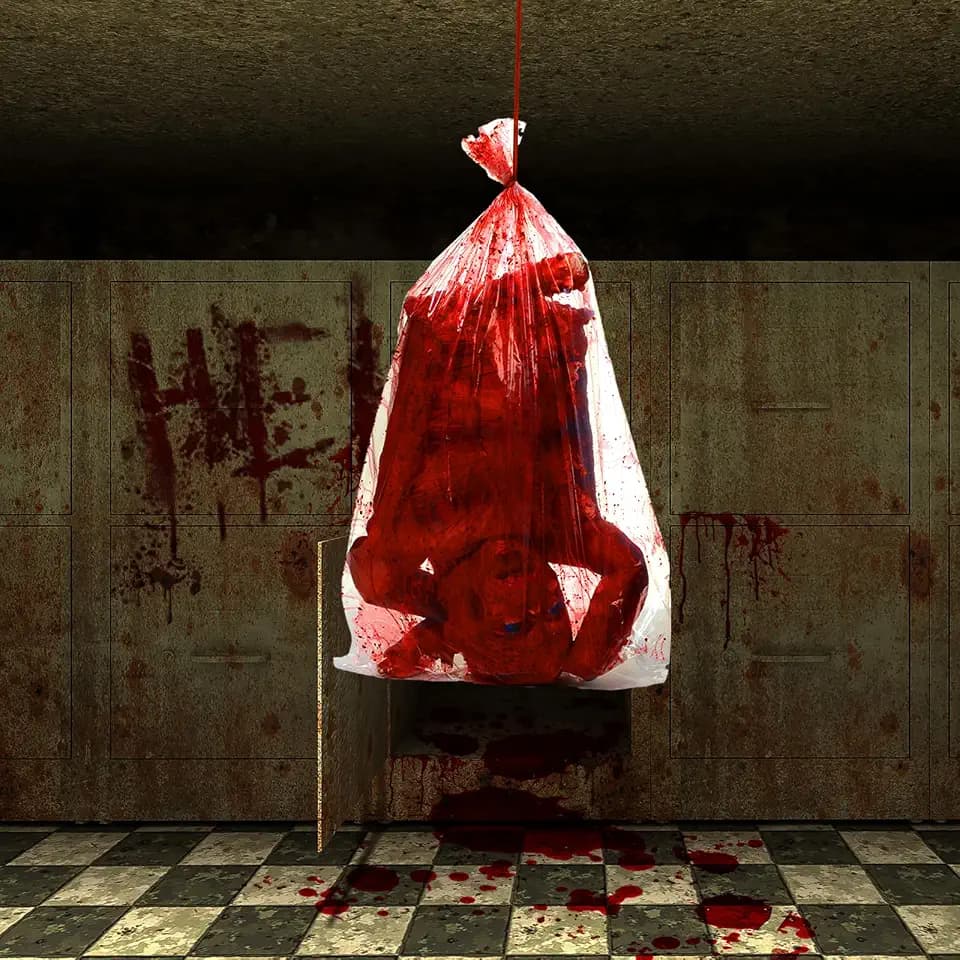 Libima 29 Inch Bloody Half Body Hanging Corpse Torso Props with Bag