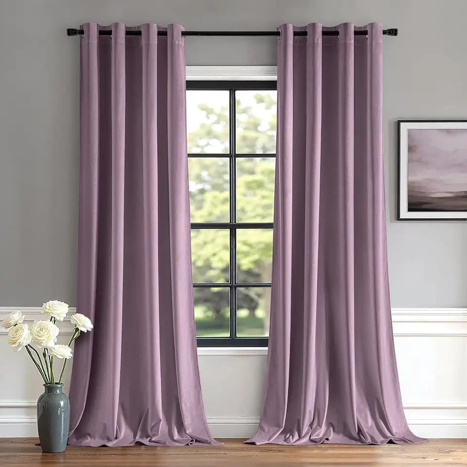 MIULEE Velvet Blackout Curtains Lavender 52 x 96 Inch Length 2 Panels