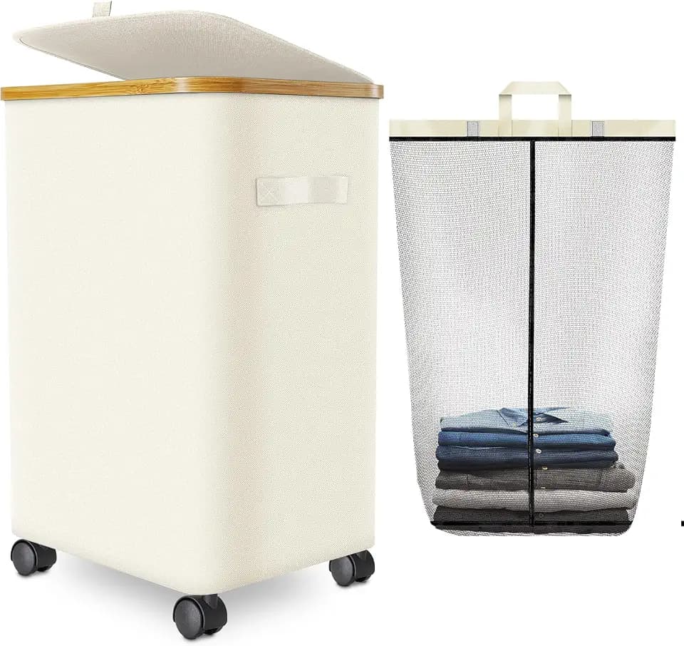 Laundry Hamper with Wheels, 75L Rolling Laundry Basket with Lid
