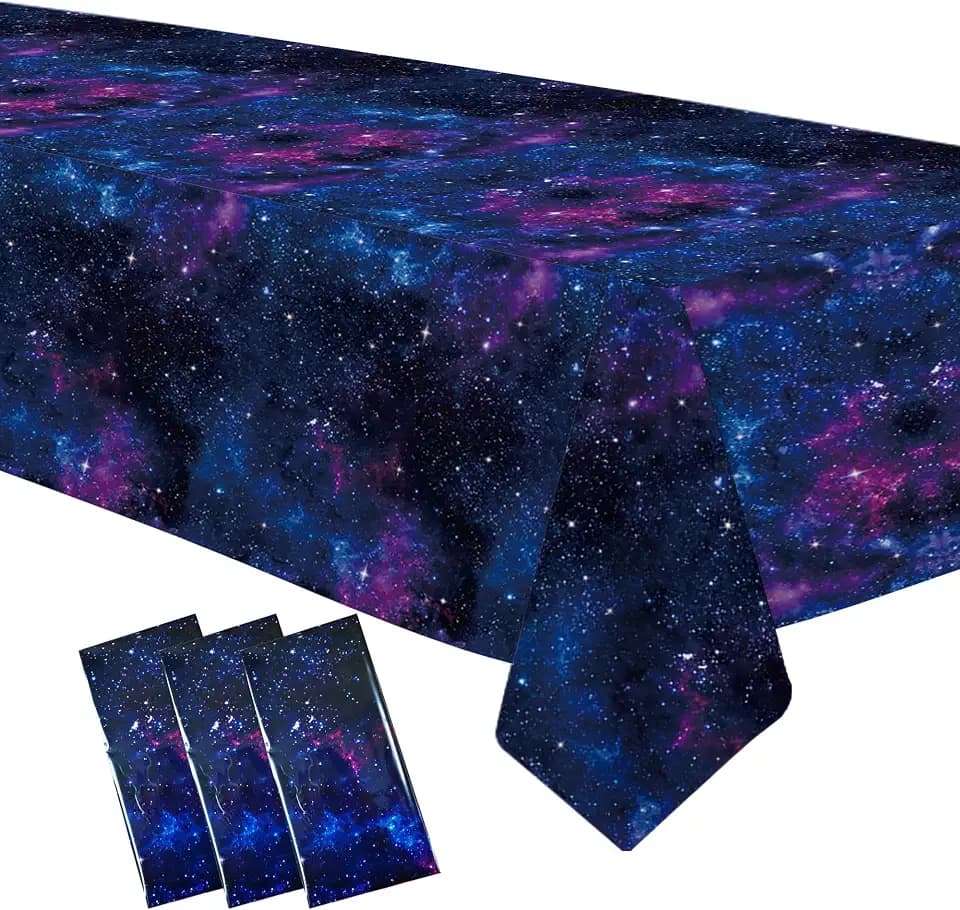 Space Galaxy Party Tablecloth Decorations, 3 Pack, 54in x 108in