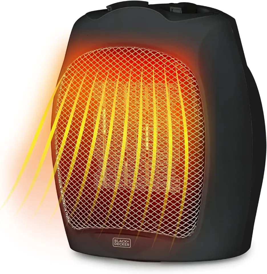 BLACK+DECKER Desktop Ceramic Heater, 1500 Watts, BHDC500B46, Black
