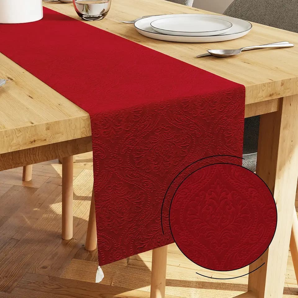 Encasa XO Table Runner, Embossed Velvet, Elegant 13"x72"