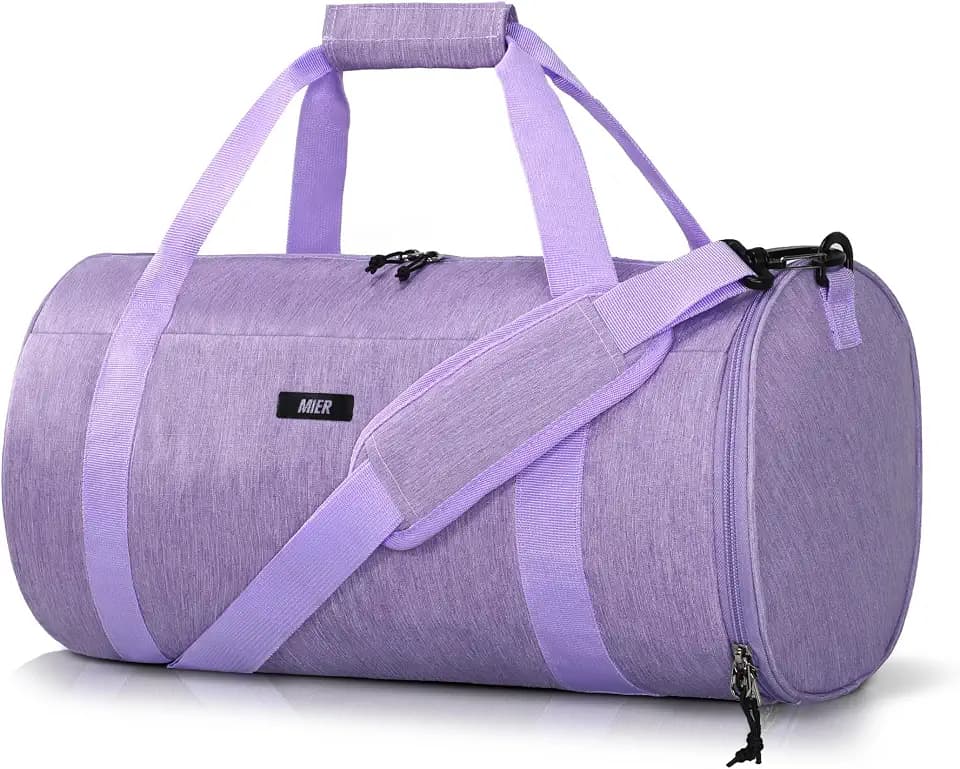 MIER Small Gym Duffle Bag with Shoe Compartment & Wet Pocket, 24L, Purple