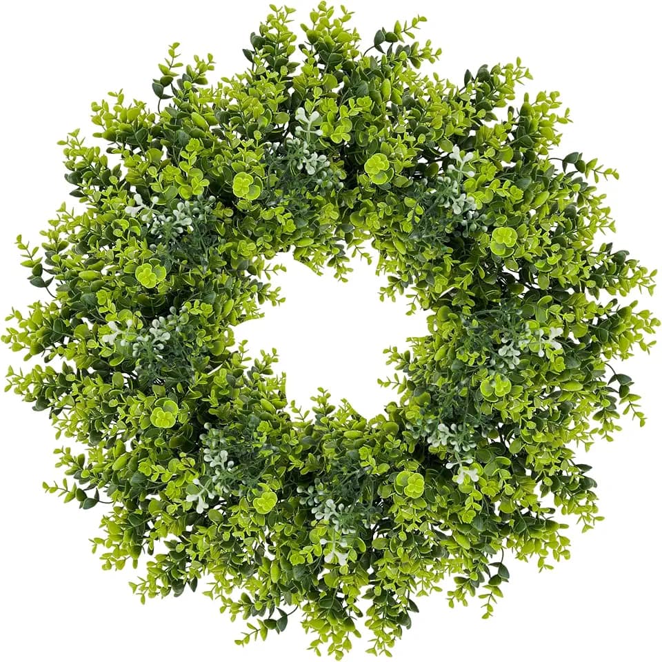 28'' Boxwood Wreath for Front Door, Spring Wreaths for Outdoor Indoor Decor
