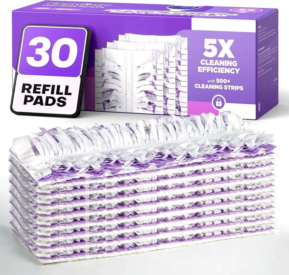 5X Cleaning Power Mop Refills for Swiffer Power Mop, 500+ Strips Multi-Surface PowerMop Refill Pads, 30 Count Disposable Powermop Wood Mops, Replacement Mopping Pad for Floor Cleaning