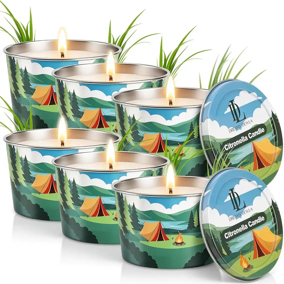 DL DREAMY DEWLA Citronella Candles Outdoor, Soy Wax 2.2 oz 6 Pack