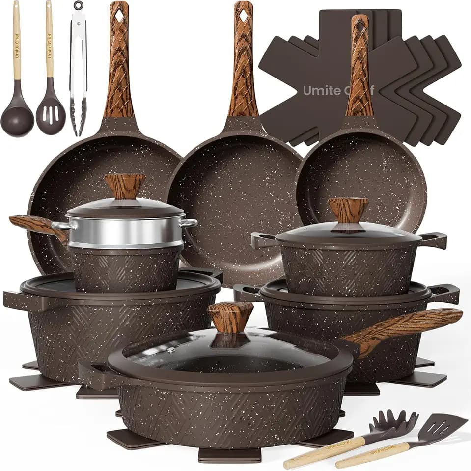 Umite Chef Pots and Pans Set Non Stick, 26pcs Nonstick Cookware Sets