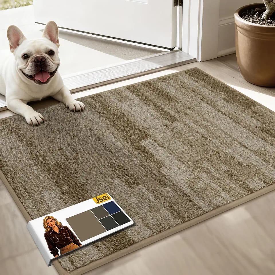 JSEI Dirt Trapper Door Mat 20"x32", Non-Slip Doormat, Beige