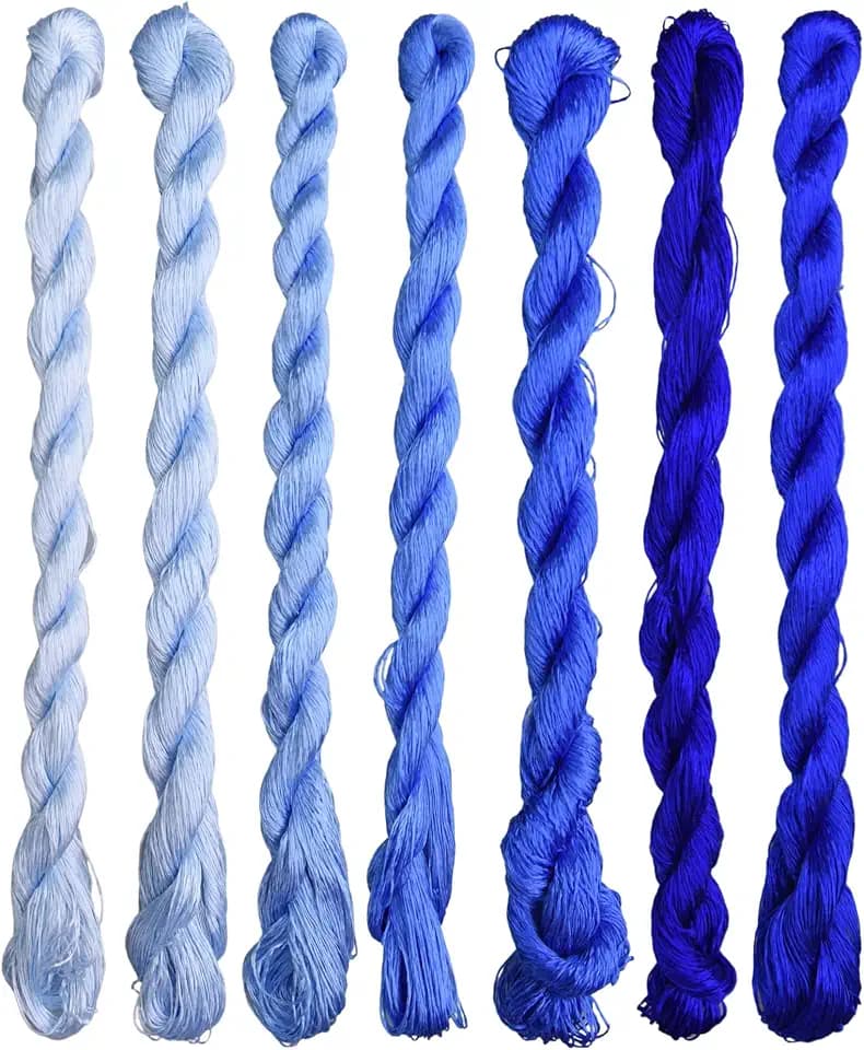 Natural 100% Silk Thread, Handmade Embroidery Thread Silk Floss 7 Colors 110m Each (110)