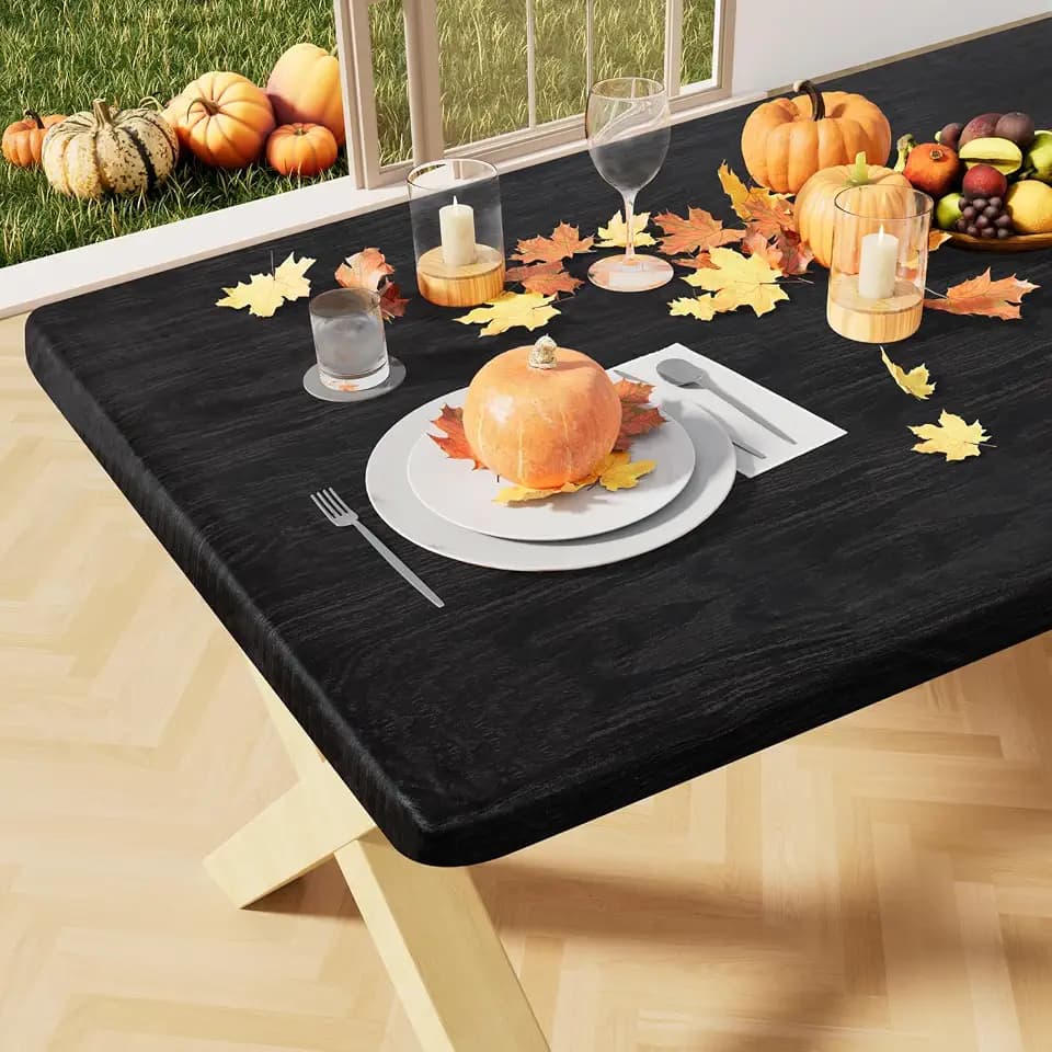 misaya Rectangle Elastic Fitted Tablecloth for 8 Foot Tables