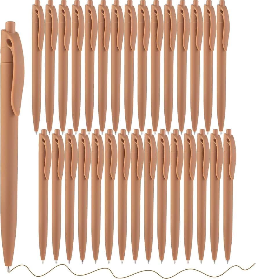 Aozora Pens Bulk 30 Pack Click Pens No Bleed Wholesale Retractable Ballpoint Pens Medium Point,Smooth Ink Pens for Journaling School Office Supplies 1.0MM (Brown Ink)