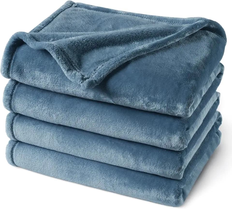 PHF Fleece Blanket Queen 90x90-300G Lightweight Warmth, Captain's Blue
