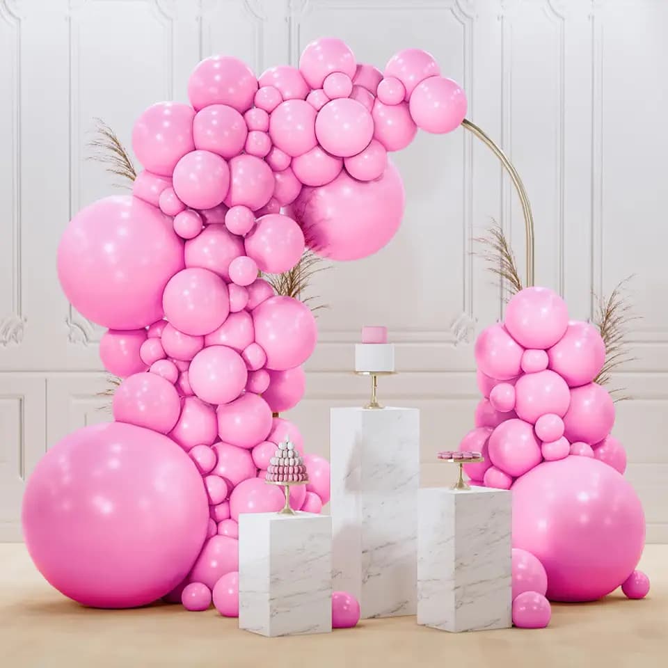 PartyWoo Pink Balloons 100pcs Matte Pink Balloons Different Sizes