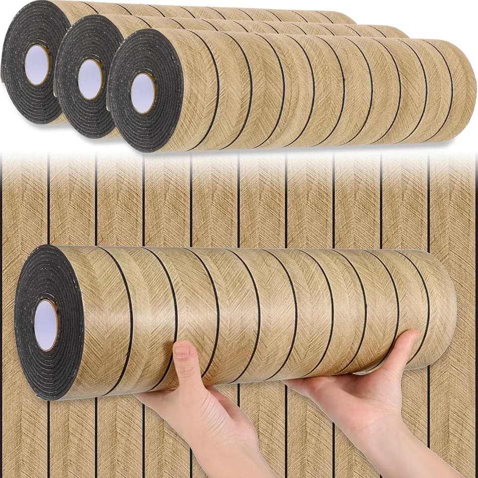 Peel and Stick Slat Wall Panel 118" x 15.7" – Self-Adhesive 3D Wood Grain Wall Panels, Waterproof PVC Fluted Paneling, Soundproof Faux Wood Wallpaper for Living Room Ceiling Decor (3 Rolls)